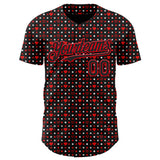 Custom Black Fire Red Valentine's Day Love Heart Authentic Baseball Jersey