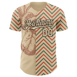 Custom City Cream Black Valentine's Day Heart Authentic Baseball Jersey