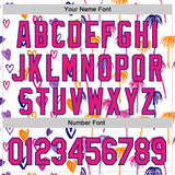 Custom White Hot Pink-Dark Purple Valentine's Day Love Heart Authentic Baseball Jersey