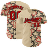 Custom City Cream Red-Black Valentine's Day Love Heart Authentic Baseball Jersey