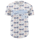 Custom White Light Blue Valentine's Day Love Heart Authentic Baseball Jersey