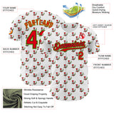 Custom White Fire Red Black-Neon Green Valentine's Day Love Heart Authentic Baseball Jersey