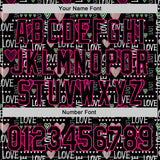 Custom Black Hot Pink Valentine's Day Love Heart Authentic Baseball Jersey