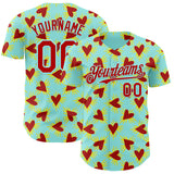 Custom Ice Blue Red Valentine's Day Love Heart Authentic Baseball Jersey