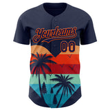 Custom Navy Orange Valentine's Day Coconut Trees Authentic Baseball Jersey