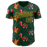 Custom Green Yellow Valentine's Day Love Heart Authentic Baseball Jersey