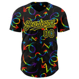Custom Black Light Yellow Valentine's Day Arrow Pride Month Love Is Love Authentic Baseball Jersey