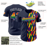 Custom Navy Rainbow-White Valentine's Day Pride Month Love Is Love Authentic Baseball Jersey