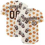 Custom Cream Brown Valentine's Day Bagel Meets Coffee Authentic Baseball Jersey