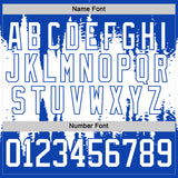 Custom Thunder Blue White 3D Pattern Abstract Splatter Paint Hockey Lace Neck Jersey