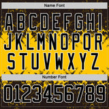 Custom Black Yellow-White 3D Pattern Abstract Splatter Paint Hockey Lace Neck Jersey