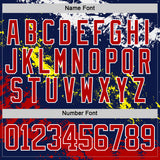 Custom Navy Red Yellow-White 3D Pattern Abstract Splatter Paint Hockey Lace Neck Jersey