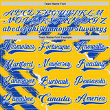 Custom Yellow Thunder Blue-White 3D Pattern Abstract Splatter Paint Torn Paper Style Hockey Lace Neck Jersey