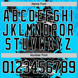 Custom Blue Black-White 3D Pattern Abstract Splatter Paint Grunge Hockey Lace Neck Jersey