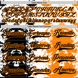 Custom Bay Orange Black-White 3D Pattern Abstract Splatter Paint Hockey Lace Neck Jersey