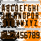 Custom Bay Orange Black-White 3D Pattern Abstract Splatter Paint Hockey Lace Neck Jersey