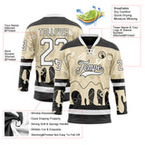 Custom City Cream White-Black 3D Pattern Abstract Splatter Paint Hockey Lace Neck Jersey