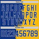 Custom Gold Royal-White 3D Pattern Abstract Splatter Paint Hockey Lace Neck Jersey