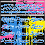 Custom Black Powder Blue Pink Yellow-White 3D Pattern Abstract Splatter Paint Hockey Lace Neck Jersey