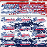 Custom White USA Flag Red-Royal 3D Pattern Abstract Splatter Paint Hockey Lace Neck Jersey