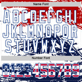 Custom White USA Flag Red-Royal 3D Pattern Abstract Splatter Paint Hockey Lace Neck Jersey