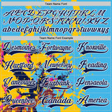 Custom Sky Blue Navy Yellow Red-White 3D Pattern Abstract Splatter Paint Hockey Lace Neck Jersey