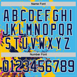 Custom Sky Blue Navy Yellow Red-White 3D Pattern Abstract Splatter Paint Hockey Lace Neck Jersey