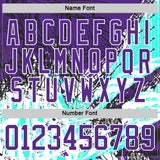 Custom Purple Green-White 3D Pattern Abstract Splatter Paint Grunge Hockey Lace Neck Jersey