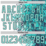 Custom White Ice Blue-Black 3D Pattern Abstract Splatter Paint Hockey Lace Neck Jersey