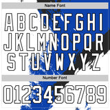 Custom White Thunder Blue Red-Black 3D Pattern Abstract Splatter Paint Hockey Lace Neck Jersey