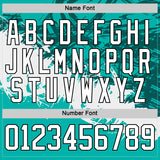 Custom Aqua White-Black 3D Pattern Abstract Splatter Paint Hockey Lace Neck Jersey