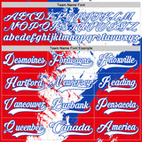 Custom White Thunder Blue-Red 3D Pattern Abstract Splatter Paint Hockey Lace Neck Jersey