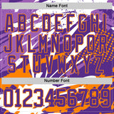 Custom White Purple-Bay Orange 3D Pattern Abstract Splatter Paint Hockey Lace Neck Jersey
