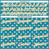 Custom Stitched Teal White-Old Gold 3D Pattern Design Baseball Game Day Jacksonville Inspired Sports Pullover Sweatshirt Hoodie