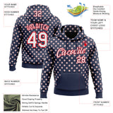 Custom Stitched Navy White-Fire Red 3D Pattern Design Baseball Game Day New England Inspired Sports Pullover Sweatshirt Hoodie