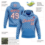 Custom Stitched Powder Blue White-Red 3D Pattern Design Baseball Game Day Tennessee Inspired Sports Pullover Sweatshirt Hoodie