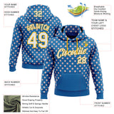 Custom Stitched Blue White-Gold 3D Pattern Design Baseball Game Day Los Angeles Inspired Sports Pullover Sweatshirt Hoodie