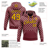 Custom Stitched Burgundy Gold-Black 3D Pattern Design Baseball Game Day Washington Inspired Sports Pullover Sweatshirt Hoodie