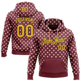 Custom Stitched Burgundy Gold-Black 3D Pattern Design Baseball Game Day Washington Inspired Sports Pullover Sweatshirt Hoodie