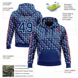 Custom Stitched US Navy Blue Red-White 3D Pattern Design Baseball Game Day Indianapolis Inspired Sports Pullover Sweatshirt Hoodie