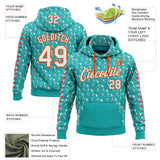 Custom Stitched Aqua White Red-Orange 3D Pattern Design Baseball Game Day Miami Inspired Sports Pullover Sweatshirt Hoodie