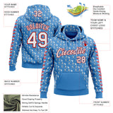 Custom Stitched Powder Blue White-Red 3D Pattern Design Baseball Game Day Tennessee Inspired Sports Pullover Sweatshirt Hoodie