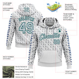 Custom Stitched White Silver Gray Blue-Midnight Green 3D Pattern Design Baseball Game Day Seattle Inspired Sports Pullover Sweatshirt Hoodie