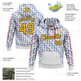 Custom Stitched White Gold Thunder Blue Red-Black 3D Pattern Design Baseball Game Day Los Angeles Inspired Sports Pullover Sweatshirt Hoodie