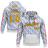 Custom Stitched White Gold Thunder Blue Red-Black 3D Pattern Design Baseball Game Day Los Angeles Inspired Sports Pullover Sweatshirt Hoodie