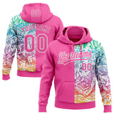 Custom Stitched Pink White 3D Tropical Hawaii Palm Leaves Sports Pullover Sweatshirt Hoodie