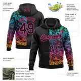 Custom Stitched Black Pink 3D Tropical Hawaii Palm Leaves Sports Pullover Sweatshirt Hoodie