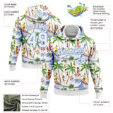 Custom Stitched White Light Blue 3D Hawaii Palm Trees Sports Pullover Sweatshirt Hoodie