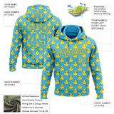 Custom Stitched Sky Blue Yellow 3D Pattern Design Animal Duck Sports Pullover Sweatshirt Hoodie