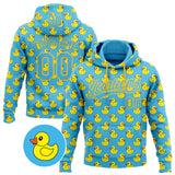 Custom Stitched Sky Blue Yellow 3D Pattern Design Animal Duck Sports Pullover Sweatshirt Hoodie